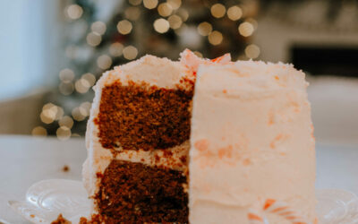 Buttercream Candy Cane Gingerbread Cake